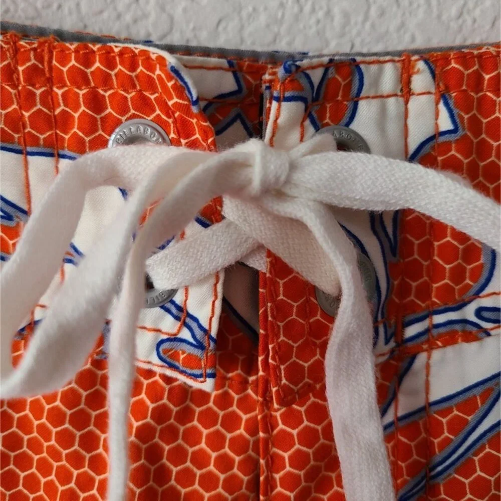 Billabong Y2K US Men's Size 33 Orange Hibiscus Aloha Board Shorts 9